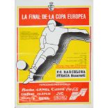 Affiche de la finale de la Coupe d’Europe entre le Steaua Bucarest et le FC Barcelone le 7 mai 1986.
