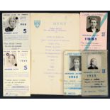 Ensemble de 6 documents du Racing Club de France comprenant 5 cartes de membre actif de Mme Jeanne