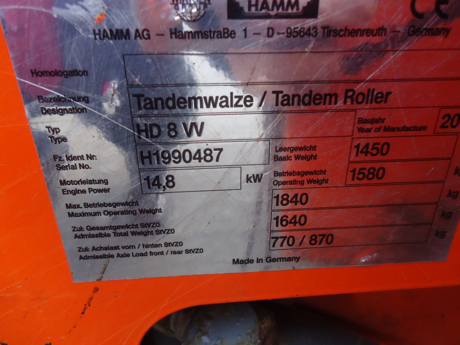 2011 Hamm HD8W Twin Drum Roller - Image 9 of 14