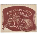 WPA-era 1938 Wisconsin Artists woodblock Calendar