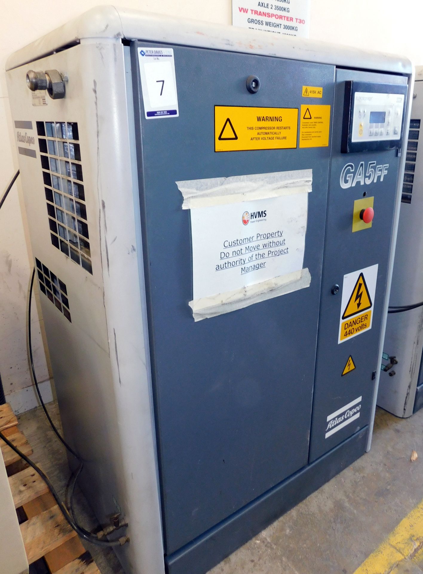 Atlas Copco GA5 10 Bar Static Compressor - Bild 3 aus 4