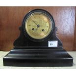 19th Century ebonised wooden drum head shaped clock with brass face and French brass two train