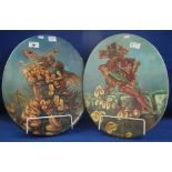 Pair of 19th Century Minton Pottery oval plaques depicting fairies amongst flowers.