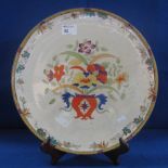 Mason's patent Ironstone china charger, printed and painted with an Oriental vase of flowers design.