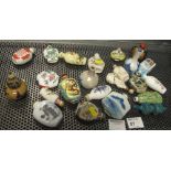 Group of varied and assorted Oriental porcelain and pottery snuff bottles of different forms and