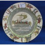 Royal Doulton Pottery Bayeux tapestry transfer printed plate. D2873, printed marks.