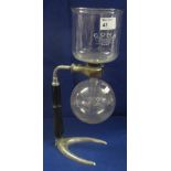 Vintage 'cona' glass coffee percolator on plated 'cona' stand.