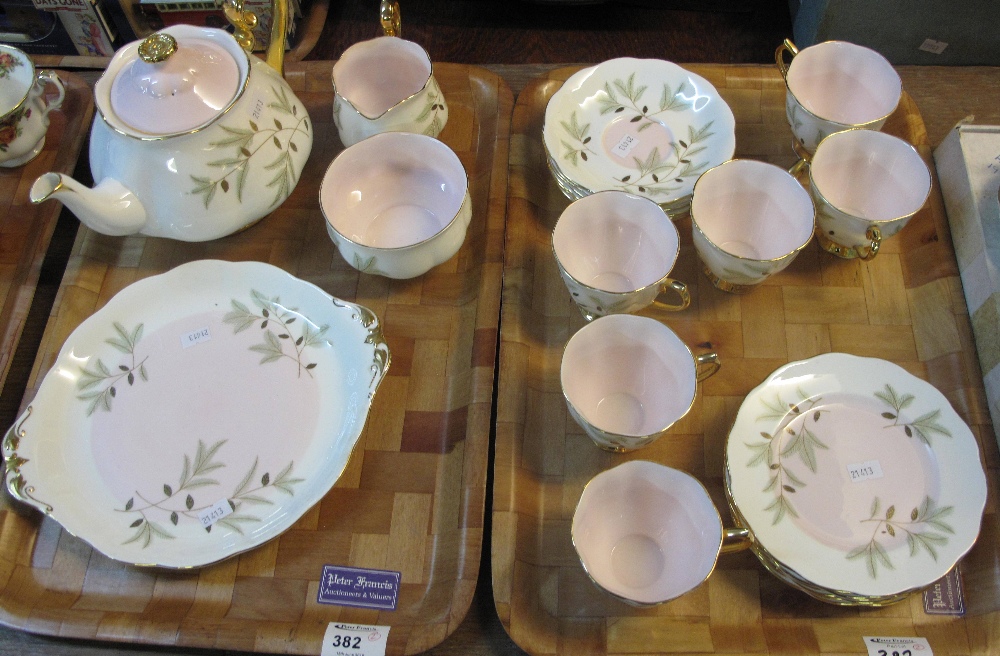 Two trays of Royal Albert bone china 'Braemar' tea service comprising: six teacups and saucers;