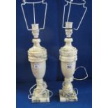 Pair of Italian, urn shaped, pedestal alabaster lamp bases.