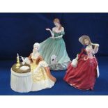 Three Royal Doulton bone china figurines to include: 'Meditation',