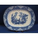 19th Century Doulton stoneware blue and white pottery 'watteau' design blue and white transfer