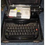 Remington Rand manual type-writer in original case with accessories.