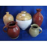 Collection of Studio Pottery items to include: two baluster shaped glazed,