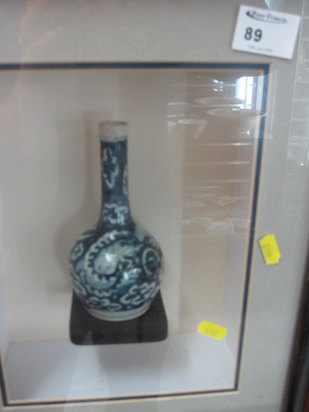 Chinese porcelain small blue and white bottle vase decorated with dragon in clouds, - Image 3 of 4