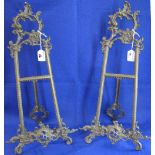 Pair of rococo style brass table easels.