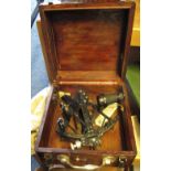 German C. Plath of Hamburg black enamelled sextant in fitted box together with canvas case.