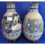 Pair of Czechoslovakian 'Amphora' baluster shaped vases,