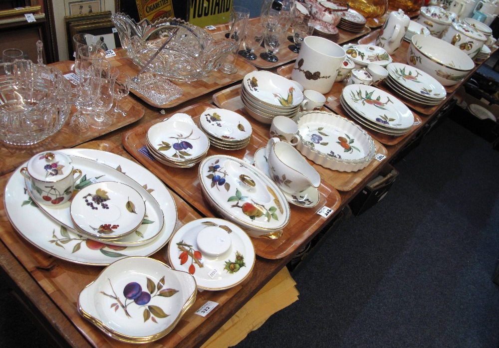 Nine trays of Royal Worcester 'Evesham' oven to tableware items to include: various casserole