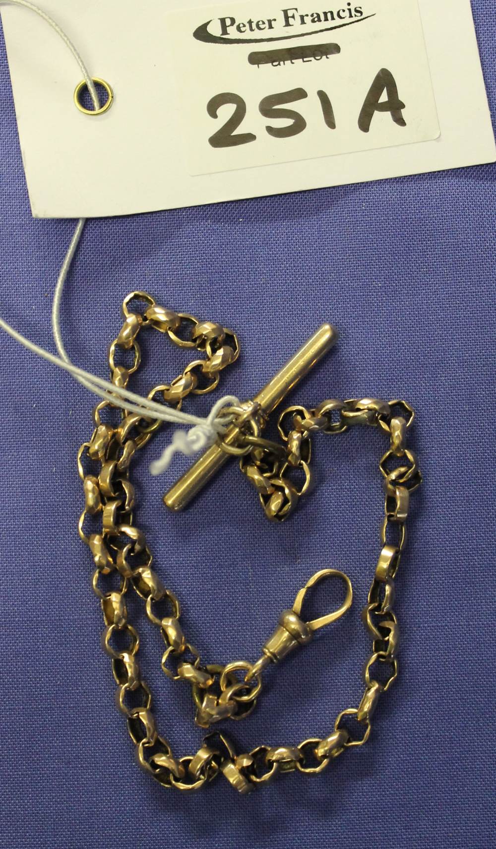 10ct gold 'T' bar pocket watch chain. CONDITION REPORT: Weight - 13.