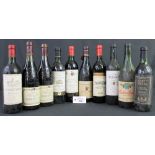 Ten bottles of assorted French red wine