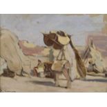 GUMERY Adolphe (1861-1943) Les marchands. Huile sur carton. Signé en bas à gauche 24,5x33,5 cm