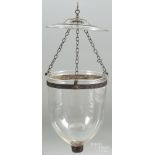 Hanging glass lantern, 19th c., with smoke shade, approx. - 15'' h.