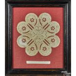 Scherenschnitte valentine for Mary Smith, dated 1829, with floral and heart cuttings and a