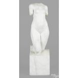 Carved marble nude torso, 20th c., monogrammed M, 28 1/4'' h. Provenance: Private Berwyn,
