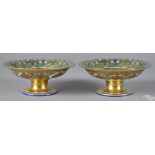 Pair of Russian Imperial porcelain compotes, 3 1/2'' h., 8 3/4'' dia.