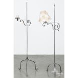 Two contemporary iron floor lamps, 58 1/2'' h. and 57'' h.