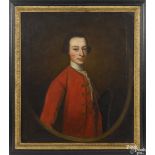 English oil on canvas portrait of a young man, early 19th c., 30'' x 25''. Provenance: The Estate of
