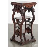Victorian carved cherry stand, 35 1/4'' h., 17 1/2'' w.