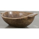 Large carved bowl, 9'' h., 32'' w.