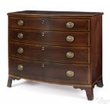 Pennsylvania Federal mahogany bowfront chest of drawers, ca. 1810, with line inlay, 36'' h., 41 1/