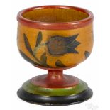 Pennsylvania turned and painted egg cup, late 19th c., possibly Joseph Lehn, with unusual tulip