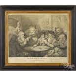 Three modern prints, after Rowlandson and Woodman, 12'' x 16 1/4'', 17 1/4'' x 11'', and 9'' x 10