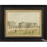British ink and watercolor, 19th c., depicting The Royal Military Asylum for Soldiers, Children of