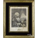 Engraved portrait of George Washington, by J. Galland, after the work by F. Bartoli, 11'' x 8 3/