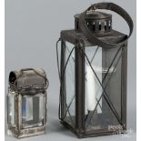 Two tin lanterns, 19th c., 5 3/4'' h. and 11'' h.