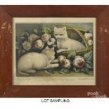 Six Currier & Ives kitten lithographs, 19th c., to include Kitties Among the Roses, two My Little