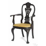 Frank Auspitz, York, Pennsylvania Queen Anne style walnut armchair. Provenance: The Estate of