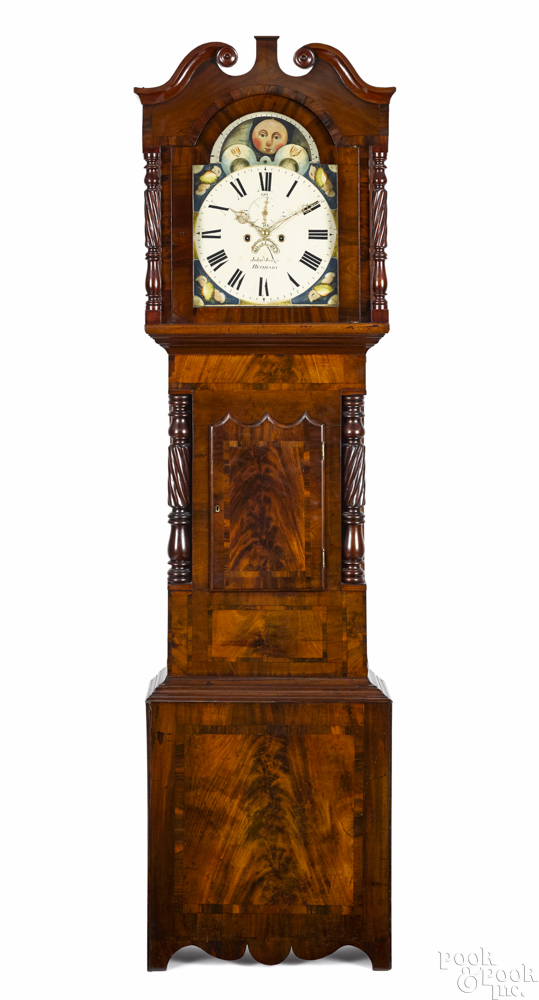 Welsh mahogany tall case clock, early 19th c., the eight-day works, signed John Jones Bethesda, 88