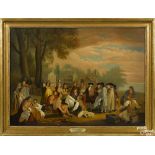 After Benjamin West, oil on canvas, of Penn's Treaty, with the Indians, a well executed rendition of