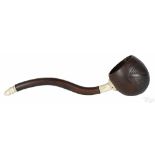 Sailor's mahogany, ivory, and coconut ladle, 19th c., the bowl carved with an American eagle and