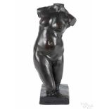 Patinated bronze female torso, 20th c., monogrammed on base and inscribed Susse Fed Edts Paris, 19''