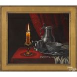 American oil on canvas still life, 20th c., signed Ruge, 20'' x 24''.