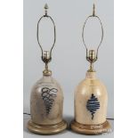 Two stoneware jug table lamps, 19th c., impressed N A. White & Son Utica N.Y. and C. E. Pharis & Co.