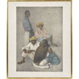 Color lithograph of three South American figures, signed and numbered lower right, 27 1/4'' x 19 1/