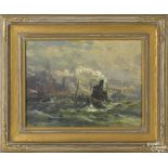Charles P. Appel (American 1857-1928), oil on canvas New York Harbor scene, signed lower left,