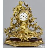 French gilt bronze figural mantel clock, late 19th c., the dial signed Hry Marc Paris, together with